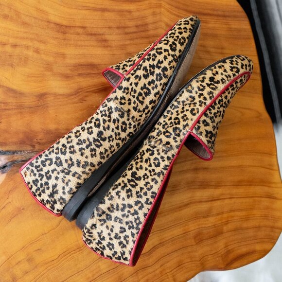 Donald J. Pliner Leopard Print Flats with Red Trim - Picture 4 of 7
